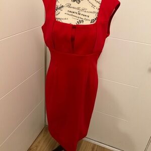 Calvin Klein Red Square Neck Sheath Dress